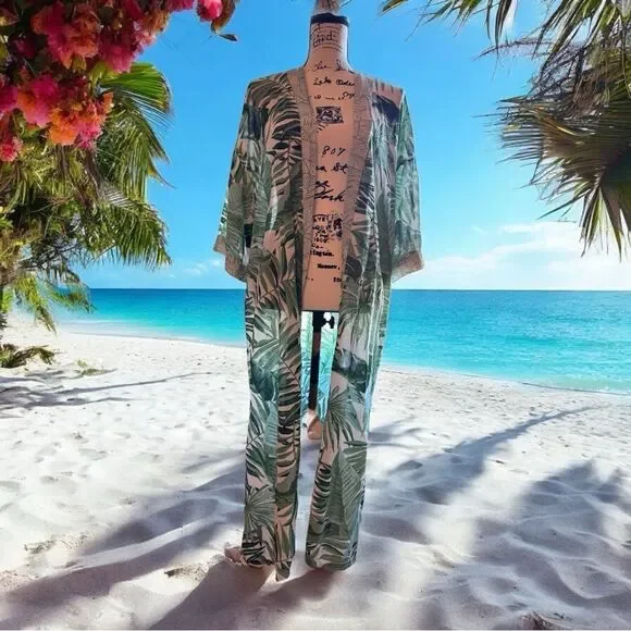 Ripcurl Waterfall Front Kimono Tropical Beach Cover Up Size Small - Picture 1 of 11